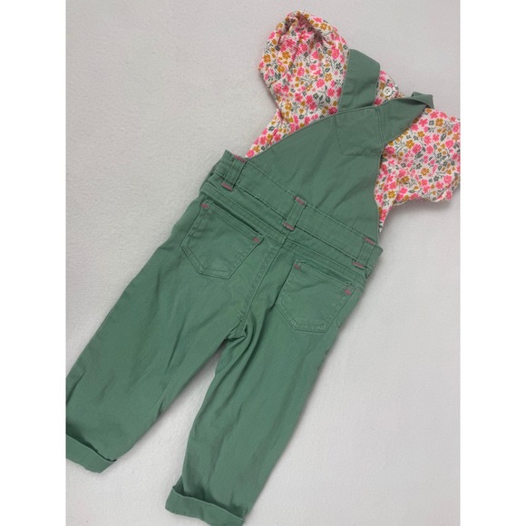 Little Lass Baby Girls Overalls and Top Floral Print Green Outfit Size 12 Months - Picture 4 of 5